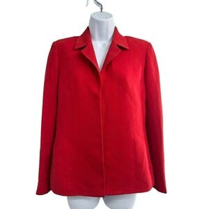 Kasper Red Blazer Jacket Career Business Office Wear Size 4P Classic‎
